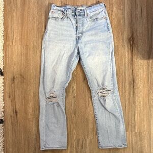 Levi, Wedgie Straight, Light Blue Distressed Jeans